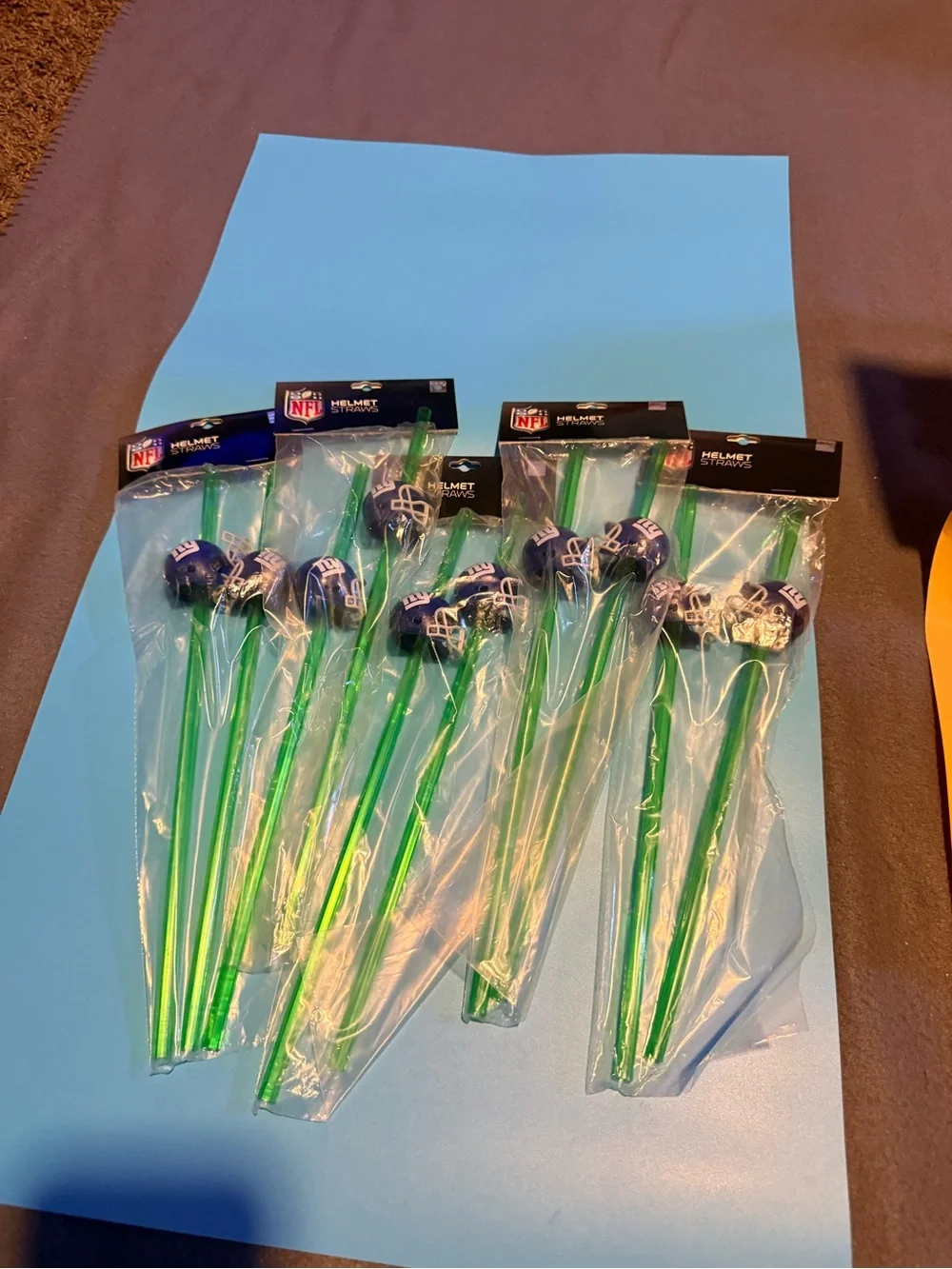 NFL New York Giants Green Drink Stirrers with Blue Helmet Toppers - Pack